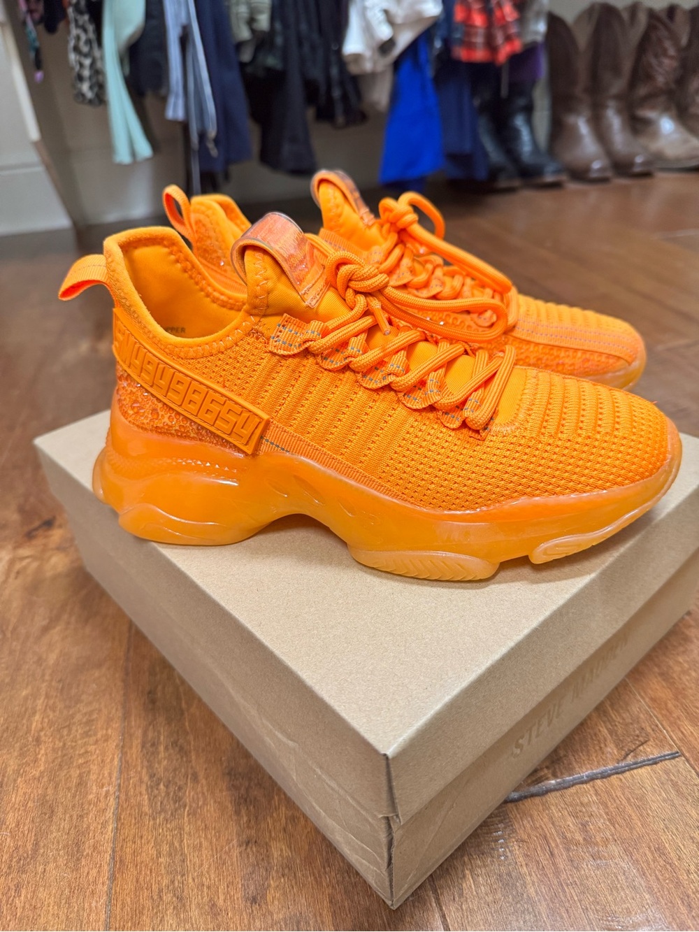Steve Madden Bright Orange Knit Athletic Sneakers